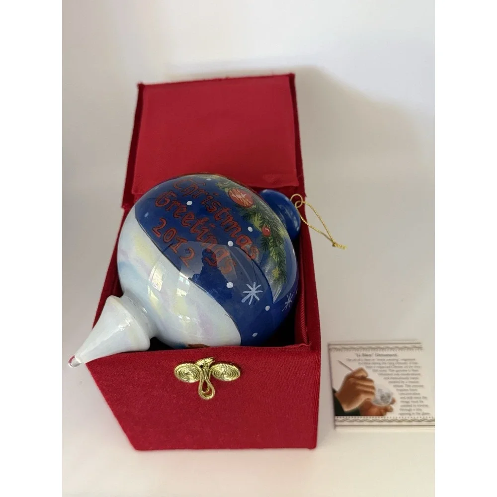 Pier 1 Le Bien Hand Painted Christmas Santa Presents Ornament In Box 2012
